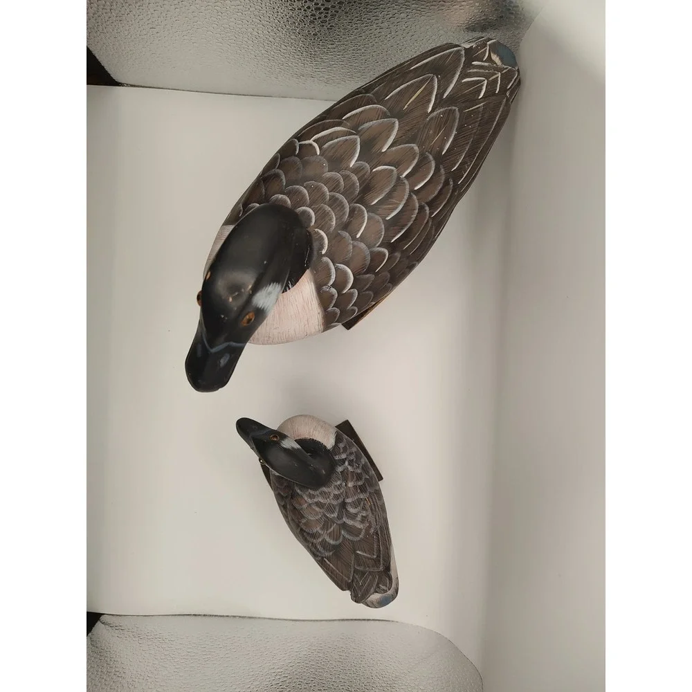 Hand Carved Painted Wooden Mallard Duck Set